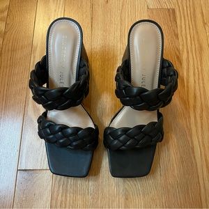 Sincerely Jules Braided Block Heel Sandals, Black, Size 6.5, NWOT
